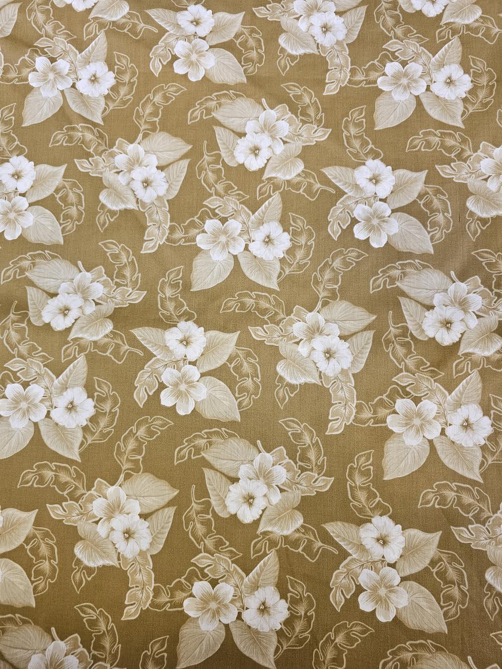 Flowers w/ leaves - brown - cotton