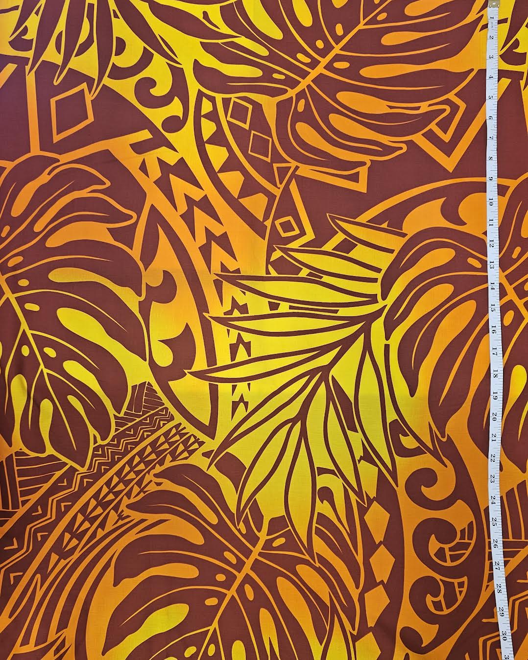 Monstera leaves tribal - maroon - cotton