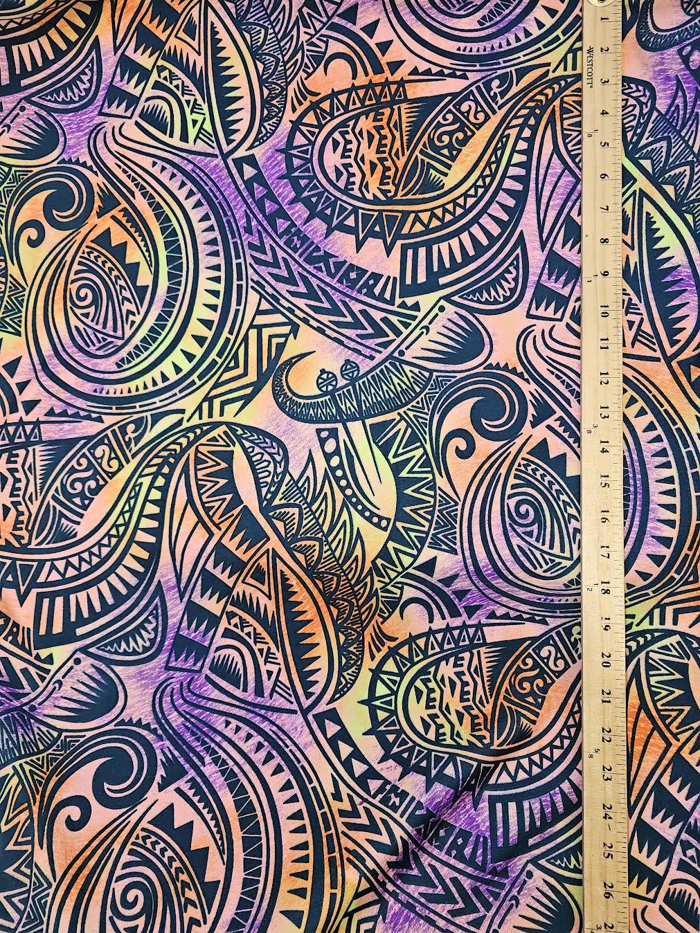 Tribal flow - lava sherbet - poly cotton