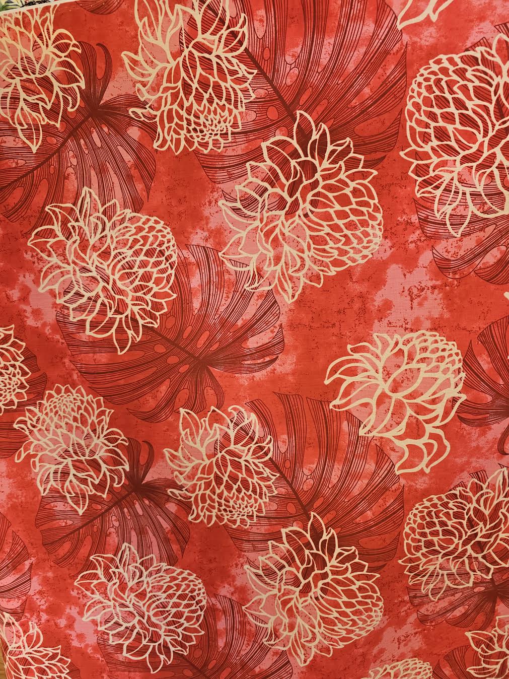 red torch ginger - red - cotton