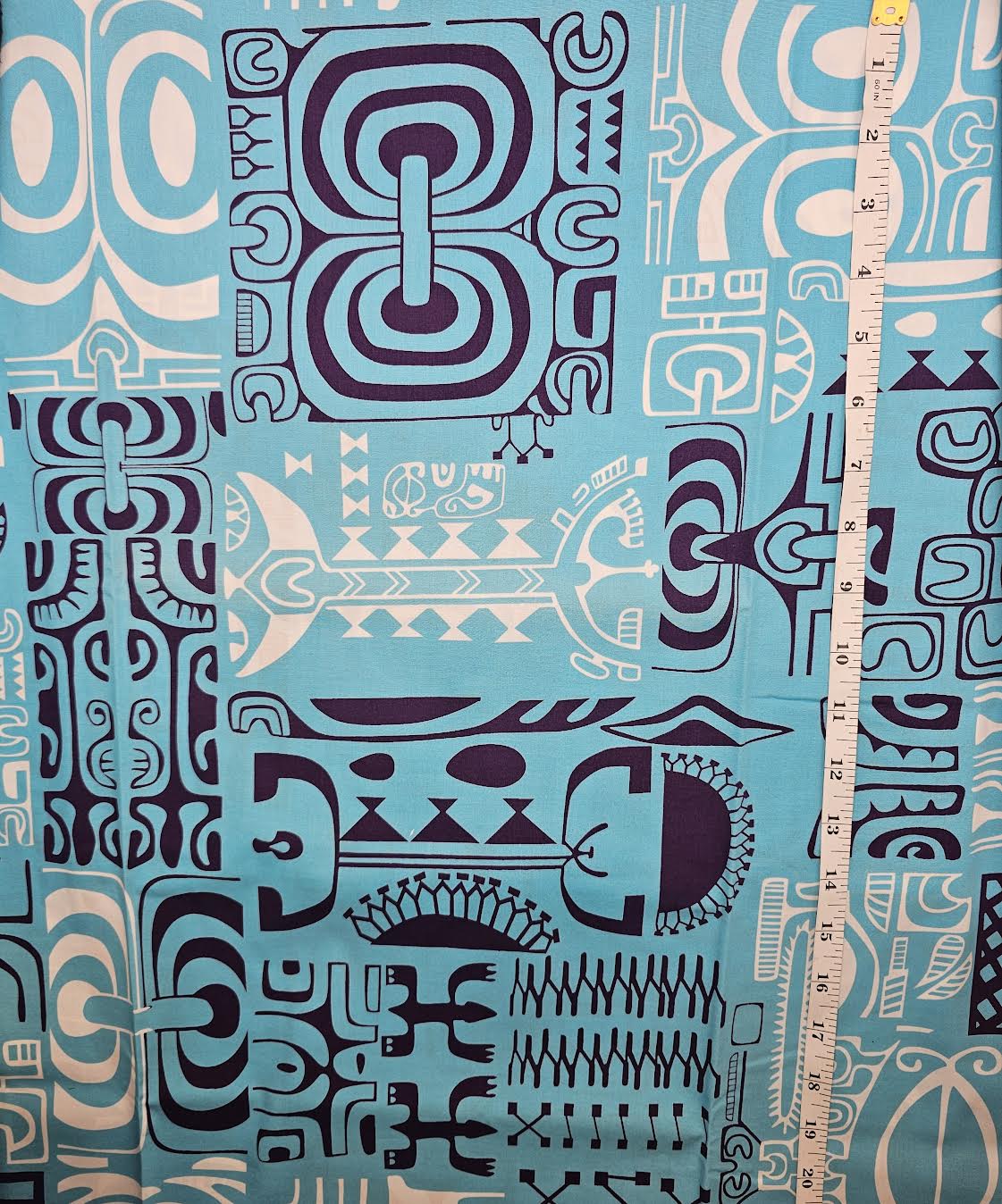 Maori tribal - Light Blue - Cotton
