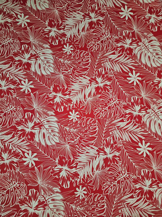 Hibiscus leaves - red - cotton
