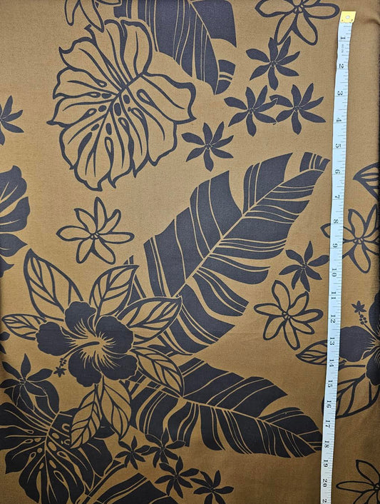 Tropical Floral - black brown - cotton