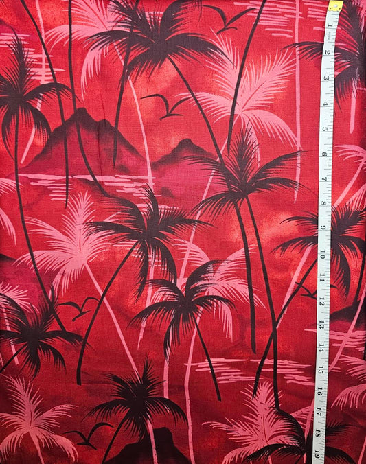 Island Sunset Palm - red - cotton