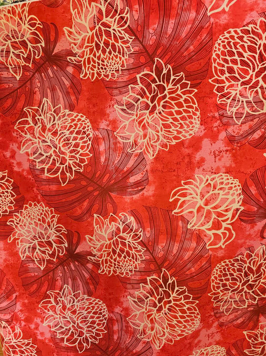 red torch ginger - red - cotton