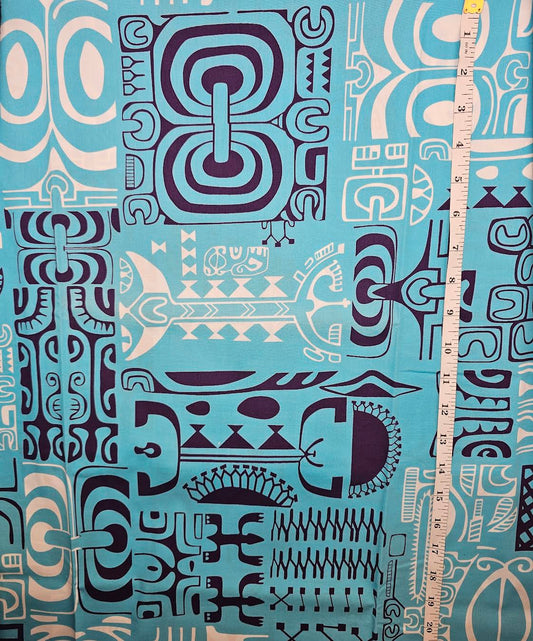 Maori tribal - Light Blue - Cotton