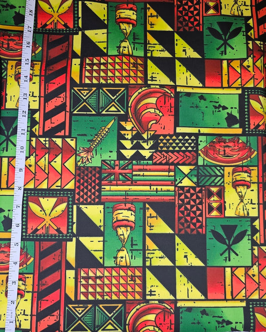 Hawaiian - red yellow green - cotton